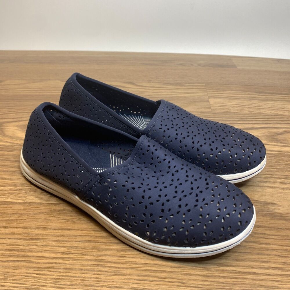 Clarks Cloudsteppers Stretch Slip-Ons Breeze Emily Navy Size 9W‎